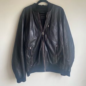 All Saints Boyton Leather Bomber Jacket XL